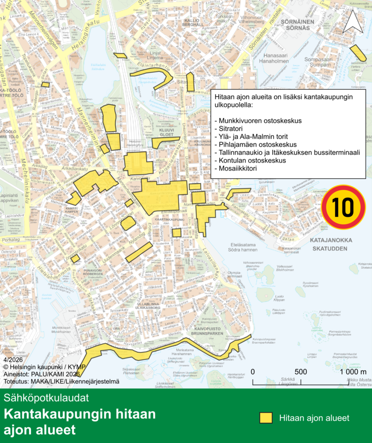 Kartta, jossa on merkitty hitaan ajon alueet.