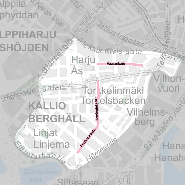 Aluerajaus kartalla.