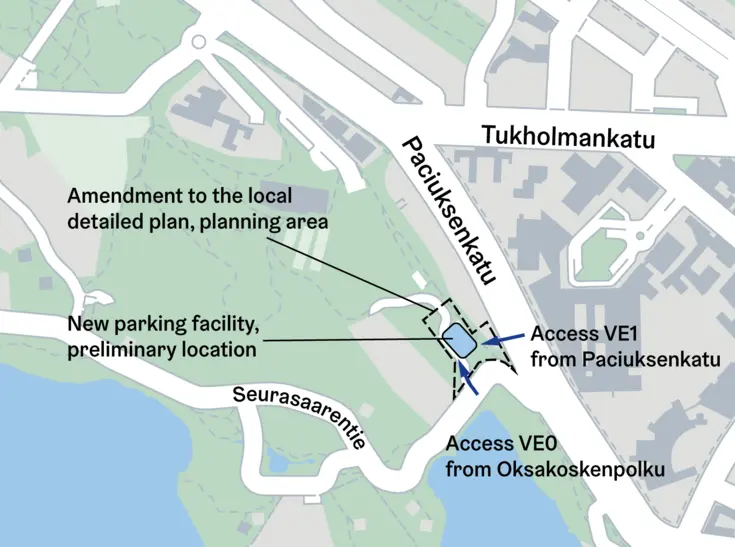A map of alternative routes to the parking facility.