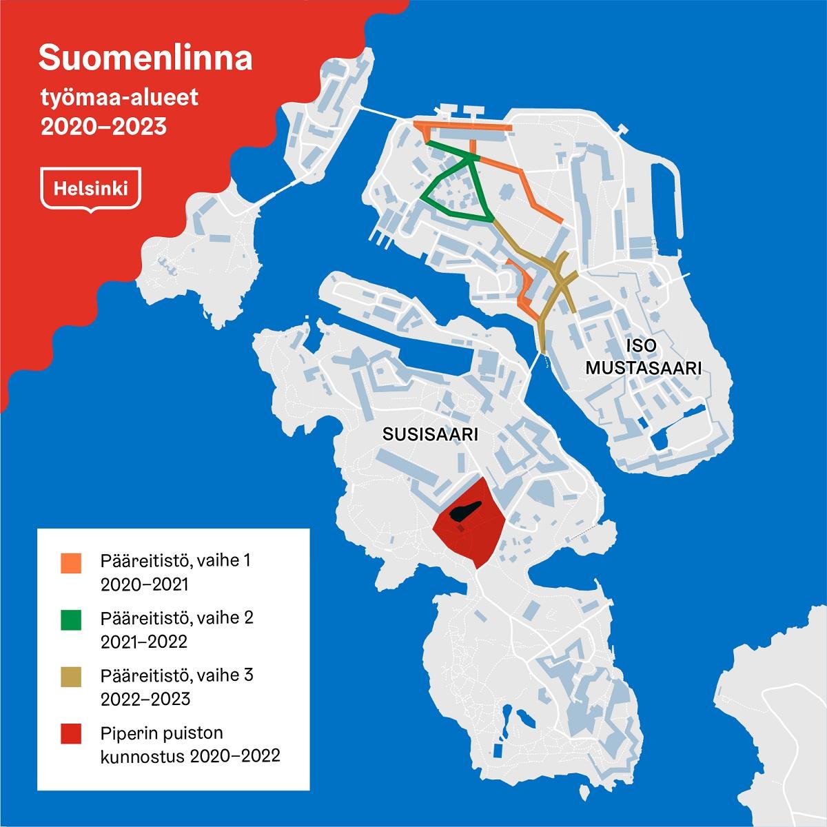 Suomenlinnan urakka-alueen kartta vuosille 2020-2023