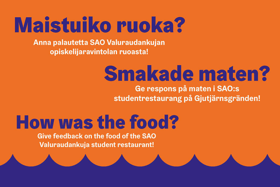 Mainos ruokakyselystä SAO:n Valuraudankujan toimipisteessä