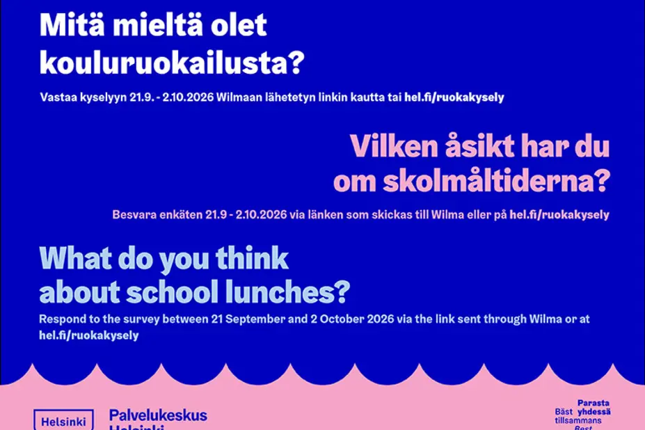Kouluruokailun palautekyselyn mainos