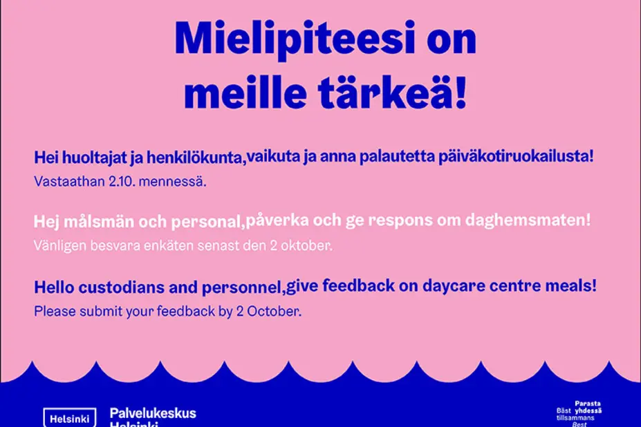 Päiväkotiruokailun palautekyselyn mainos