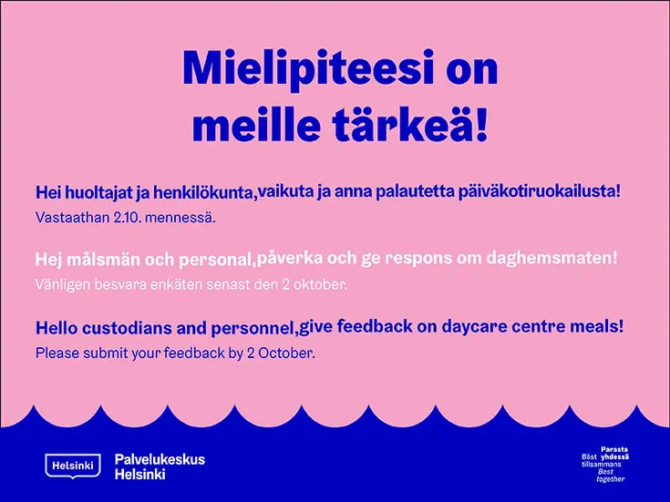 Päiväkotiruokailun palautekyselyn mainos