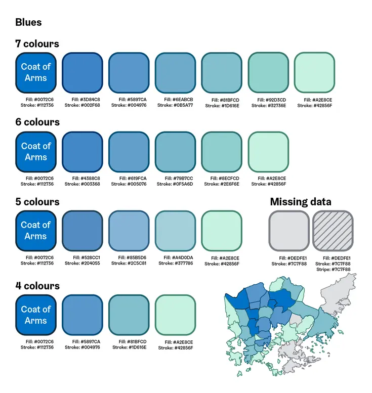 Sequential palette using blues