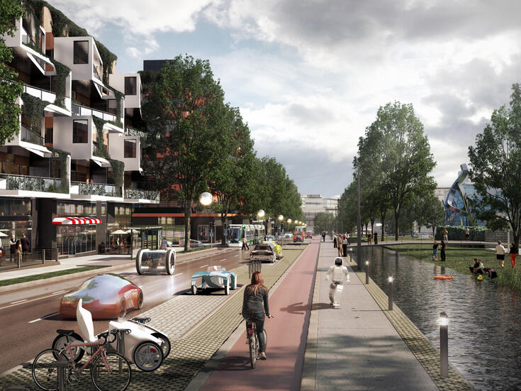 Visio Hämeenlinnanväylän alueesta vuonna 2050.