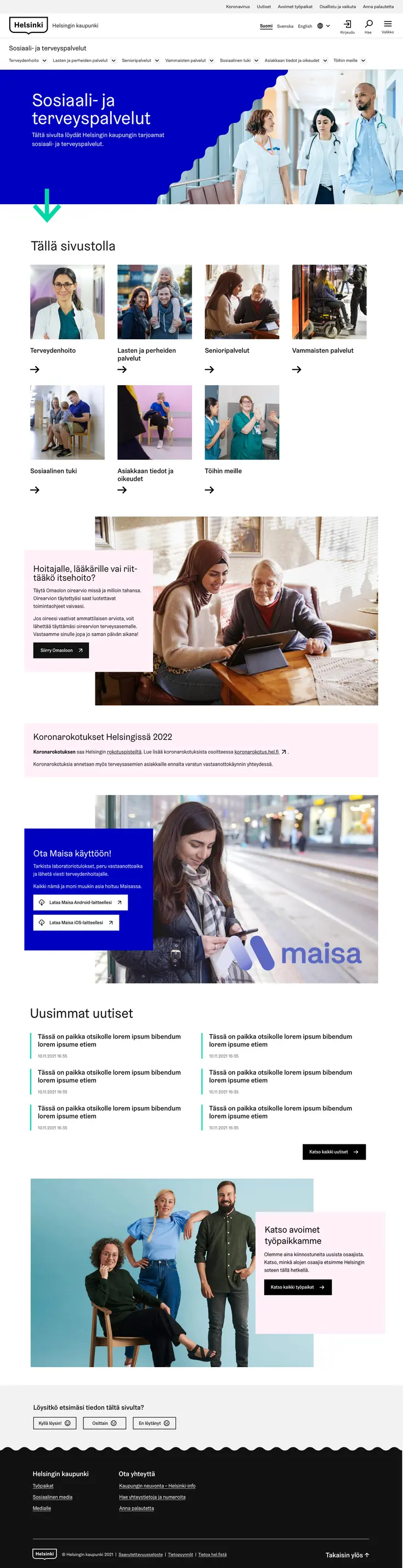 Soten pääosion laskeutumissivu