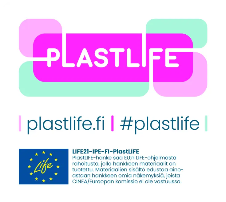 PlastLIFE-hanke saa EU:n LIFE-ohjelmasta rahoitusta, jolla hankkeen materiaalit on tuotettu.