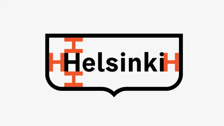 Tekstilogon paikka kehystunnuksen sisällä, etäisyys reunoista on H -kirjaimen leveys joka sivulla.
