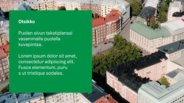Videon puolen sivun planssi, jossa otsikko ja marginaali. 