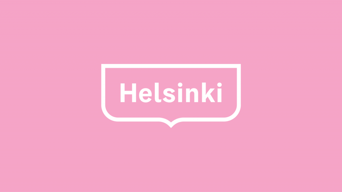 Videon loppuplanssi, jossa Helsinki-kehystunnus värillisellä pohjalla