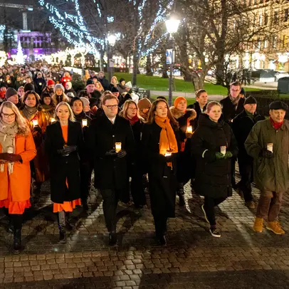 Silent candlelight procession in Esplanade Park in November 2025.
