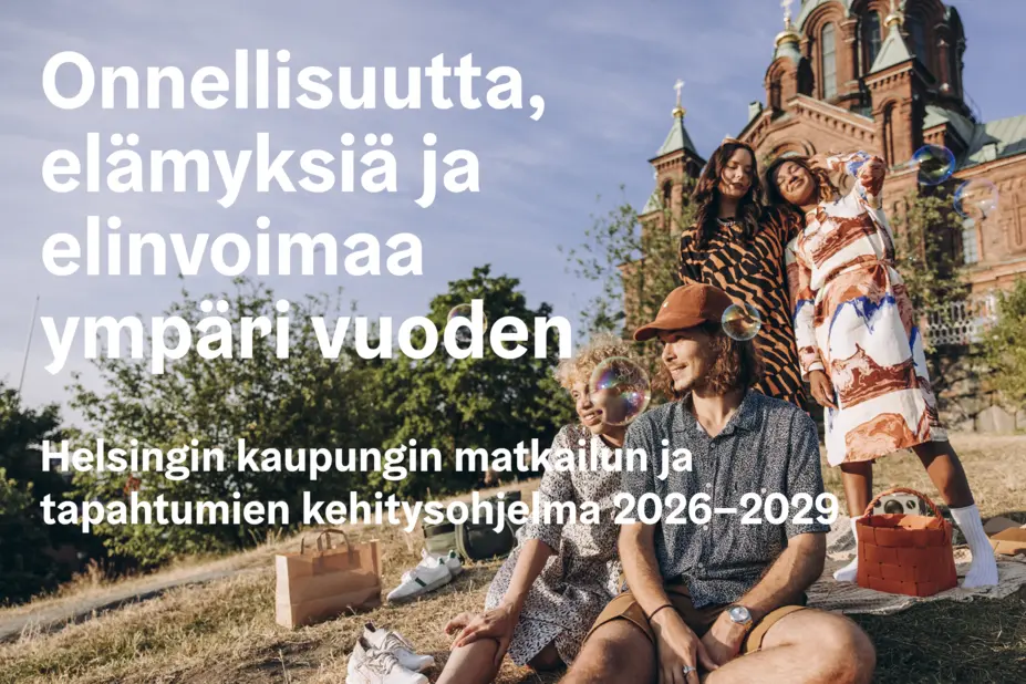 Helsingin kaupungin matkailun ja tapahtumien kehitysohjelman (2026–2029) kansi.